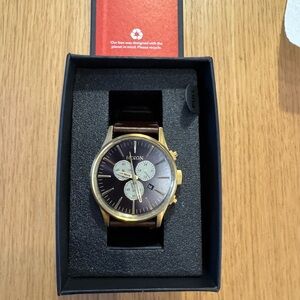 Nixon Gold and Dark Brown Chronograph Watch
